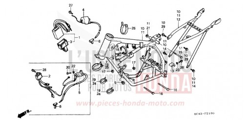 CARROSSERIE DE CHASSIS/BOBINE D'ALLUMAGE CR80RG de 1986